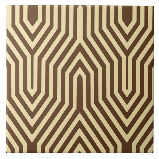 Carreau Art déco géométrique - brun foncé et bronzé (Devant)