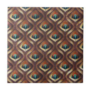Carreau Art Déco Géométrique Gras en Teintes de Sarcelle e