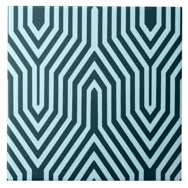 Carreau Art Déco Géométrique - indigo et bleu glace (Devant)