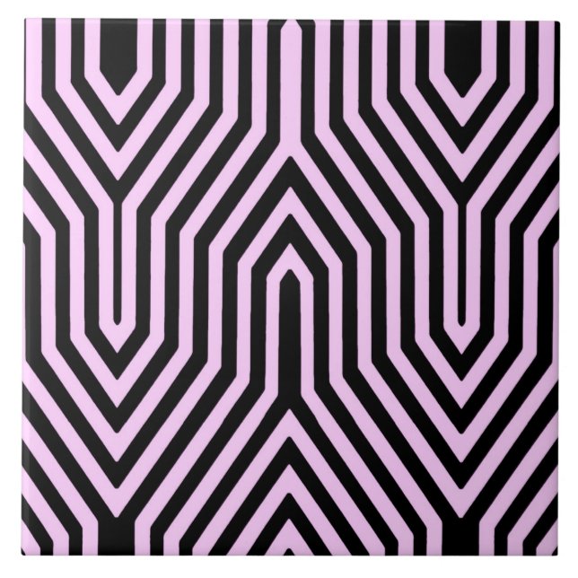 Carreau Art déco géométrique - noir et rose (Devant)