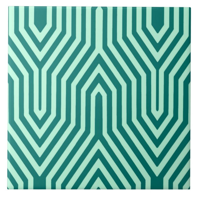 Carreau Art déco géométrique - turquoise et aqua (Devant)