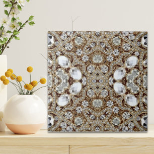 Carreau Art Déco Glamour Vintage Mode Beige Or