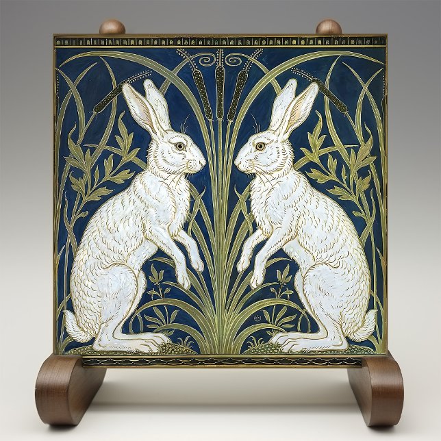 Carreau Art Deco Hares Wall Decor Art Nouveau Rabbit (Créateur téléchargé)