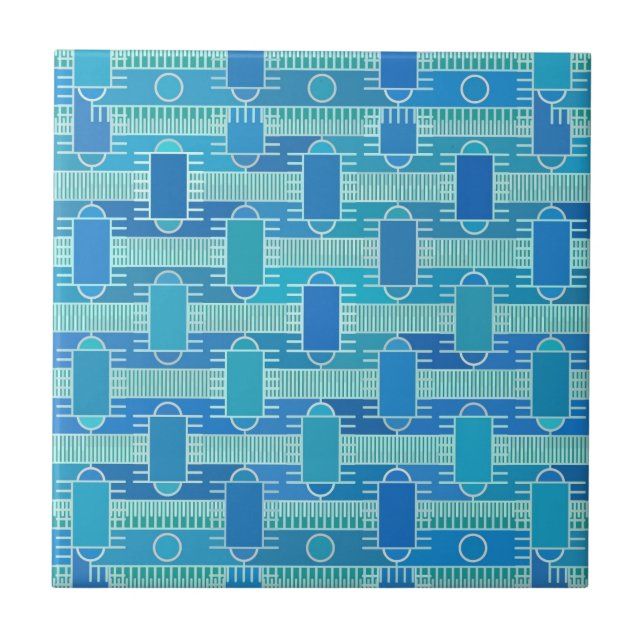 Carreau Art Déco industriel chic - bleu doux (Devant)