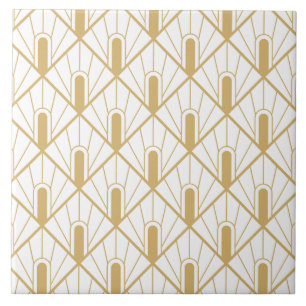 Carreau Art Déco Luxe Or et Blanc