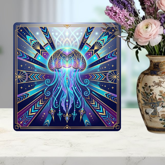 Carreau Art Déco Méduse Céleste Lumière des Profondeurs Cé (Créateur téléchargé)