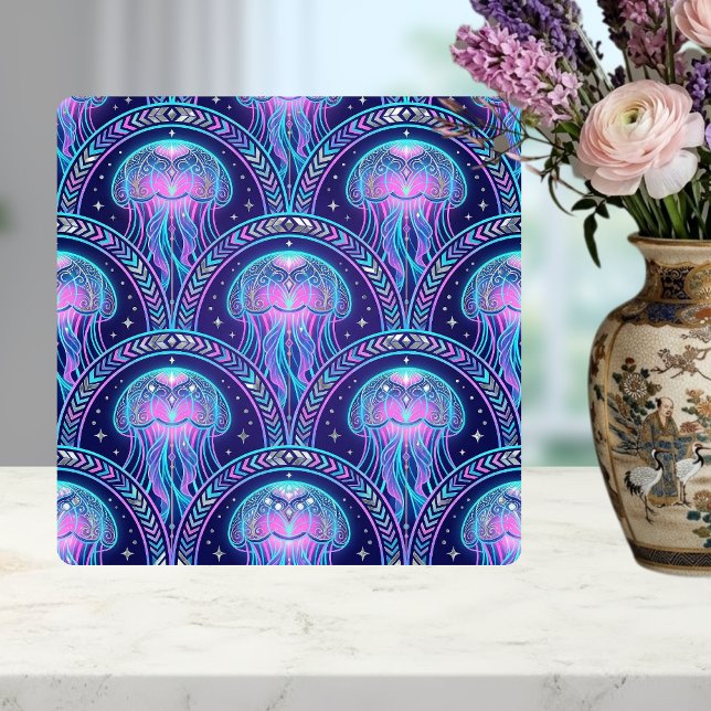 Carreau Art Déco Méduse Violet Rose Turquoise Géométrique (Créateur téléchargé)