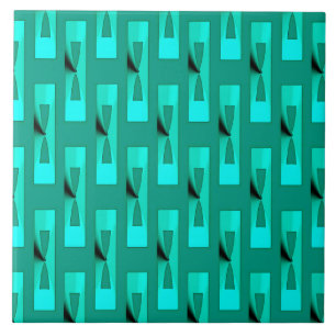 Carreau Art Déco Metallic Géométrique - Peacock et Turquoi