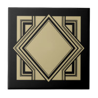 Art Déco Noir Beige Or Chic Carré géométrique Art