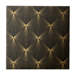 Carreau Art déco, or noir, chic, élégant, motif, classe, t