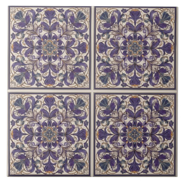 Carreau Art Déco Radial Violet (Devant)