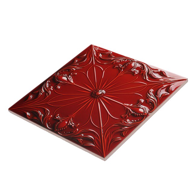 Carreau Art Déco rouge (Côté)
