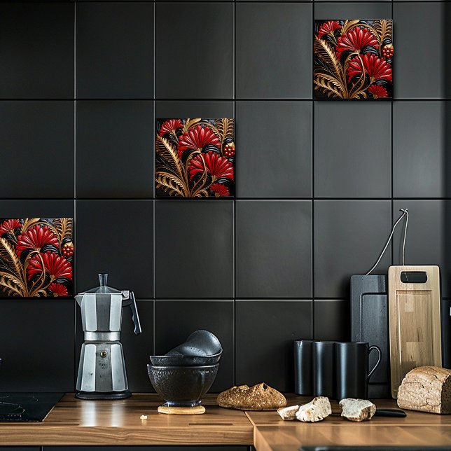 Carreau Art Déco rouge et or (Créateur téléchargé)