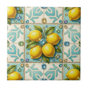Carreau Art Déco sans couture citrons et diamants