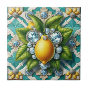 Carreau Art Déco sans couture citrons et diamants