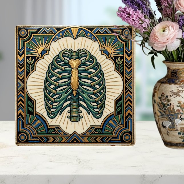 Carreau Art Déco Squelette Anatomique à Côtes Vertes (Créateur téléchargé)