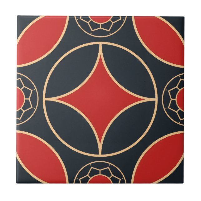 Carreau art deco   star in red  and black  (Devant)