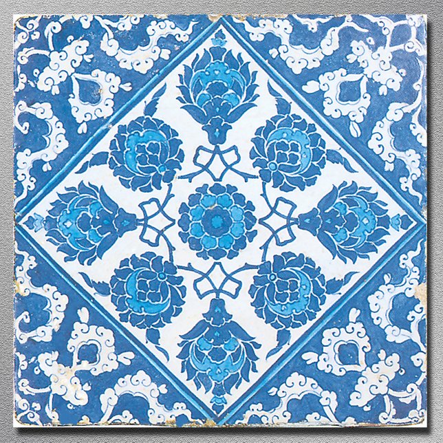 Carreau Art Delft Vintage bleu et blanc (Blue White Cornflower Vintage Delft Art Tile)