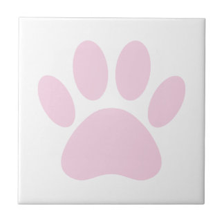 Carreau Art d'empreinte de patte de chien rose clair et bl