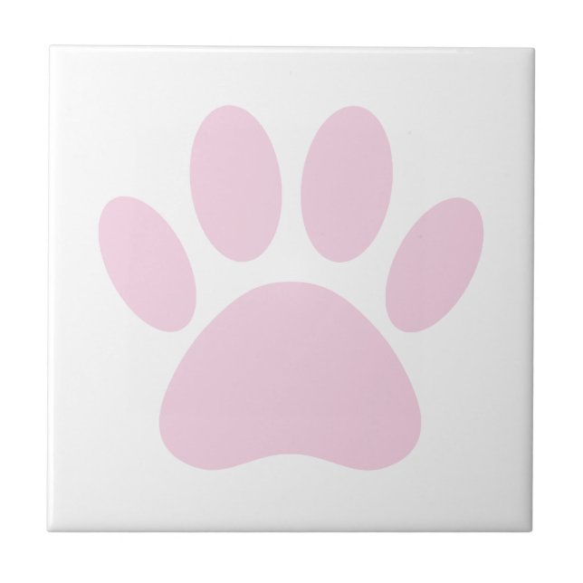 Carreau Art d'empreinte de patte de chien rose clair et bl (Devant)