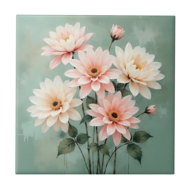 Carreau Art Élégant Chrysanthème Rose (Devant)