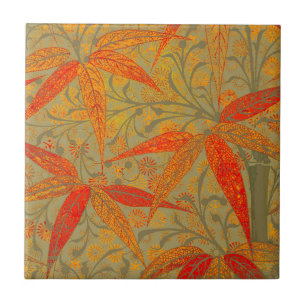 Carreau Art en bambou terrestre Vintage Imprimer orange