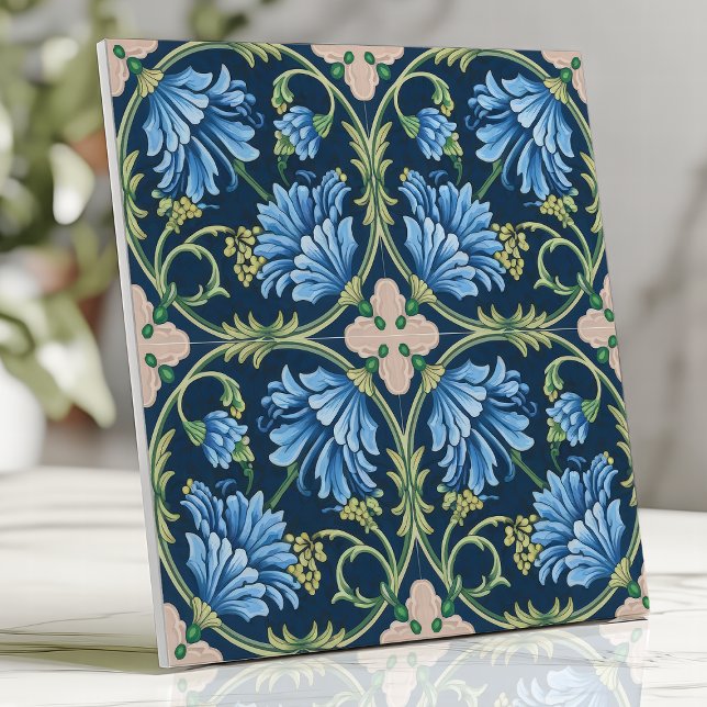 Carreau Art et artisanat Chrysanthème bleu (Créateur téléchargé)
