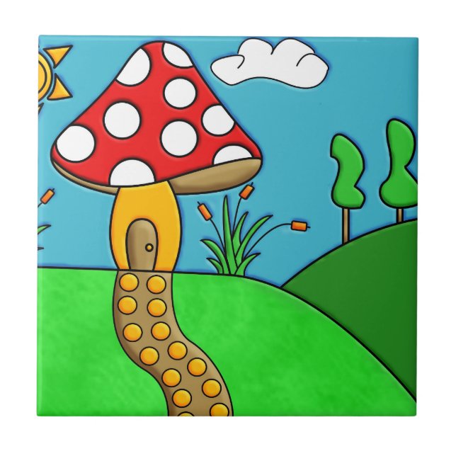 Carreau Art fongique fantaisiste de la forêt (Devant)