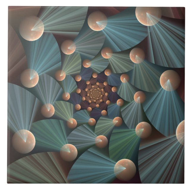 Carreau Art Fractal Abstrait Avec Profondeur Bleu Brown Ar (Devant)