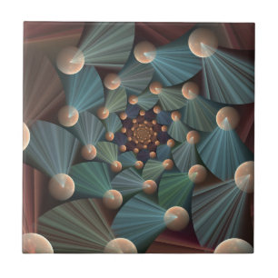 Carreau Art Fractal Abstrait Avec Profondeur Bleu Brown Ar