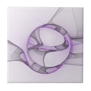 Carreau Art fractal abstrait moderne lavande gris