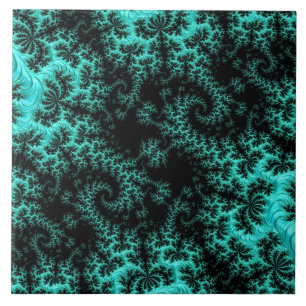 Carreau Art fractal abstrait noir et vert
