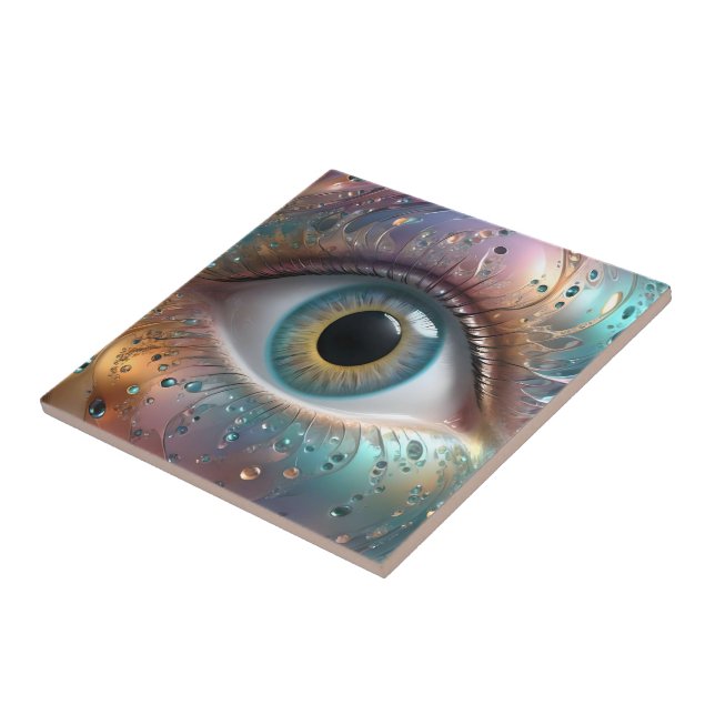 Carreau Art Fractal Blue Eyeball, (Côté)
