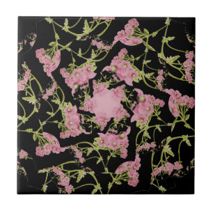 Carreau Art fractal d'Achille rose et noir