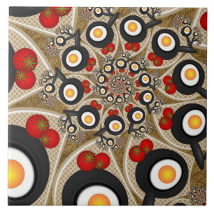 Carreau Art fractal de brunch drôle, tomates, œufs
