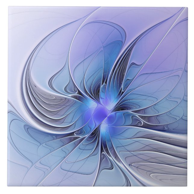 Carreau Art fractal moderne abstrait bleu lavande (Devant)