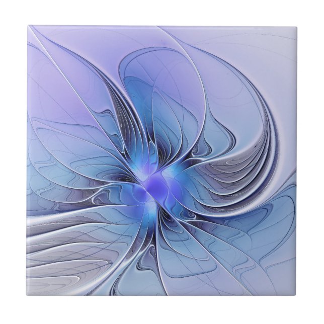 Carreau Art fractal moderne abstrait bleu lavande (Devant)