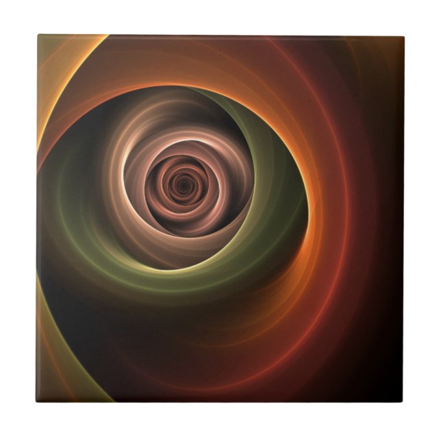 Carreau Art fractal moderne couleurs chaudes abstrait en s (Devant)