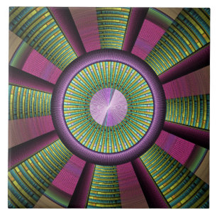 Carreau Art Fractal Moderne Rond Et Coloré