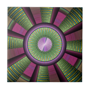 Carreau Art Fractal Moderne Rond Et Coloré