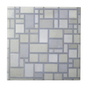 Carreau Art géométrique abstrait de Piet Mondrian avec gri
