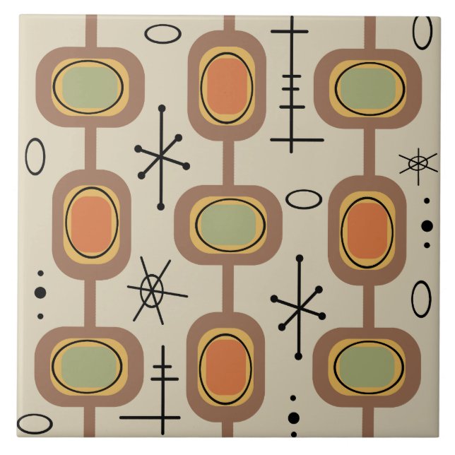 Carreau Art géométrique de l'ère spatiale multicolore (Devant)