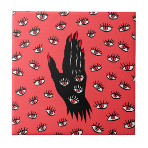Carreau Art gothique d'Halloween - Yeux Éffrayants à main