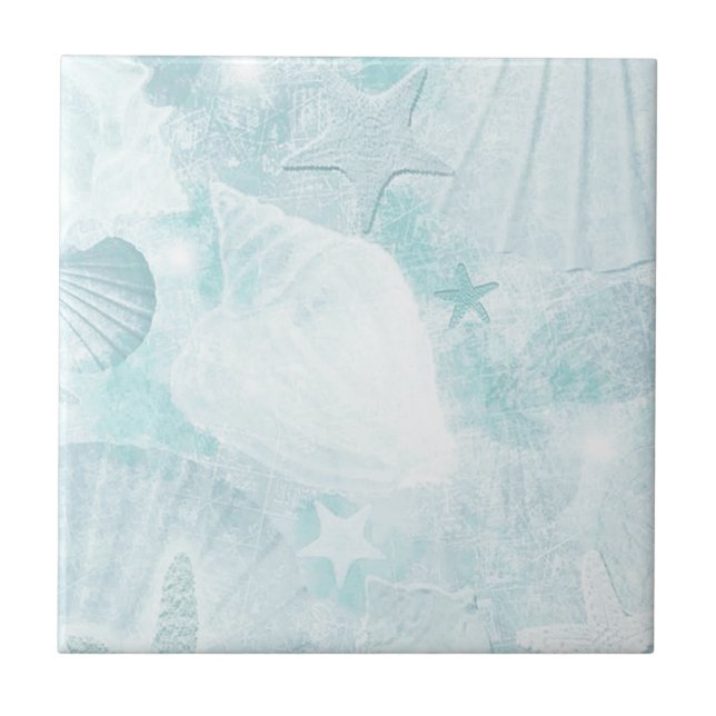 Carreau Art graphique de coquilles de mer subtiles (Devant)