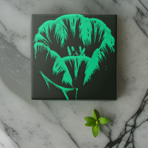 Carreau Art Green Pop Tulip sur Noir