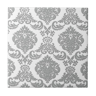 Carreau Art gris élégant de motif de damassé