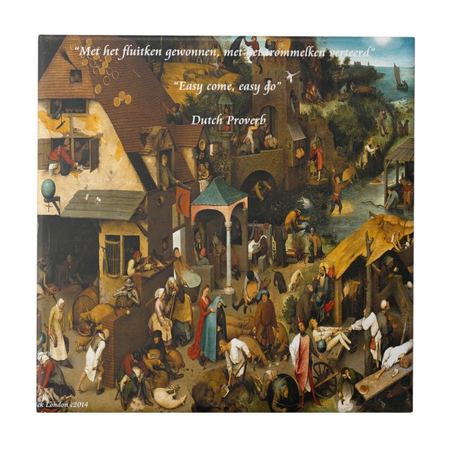 Carreau Art hollandais du 16e siècle & proverbe célèbre (Devant)