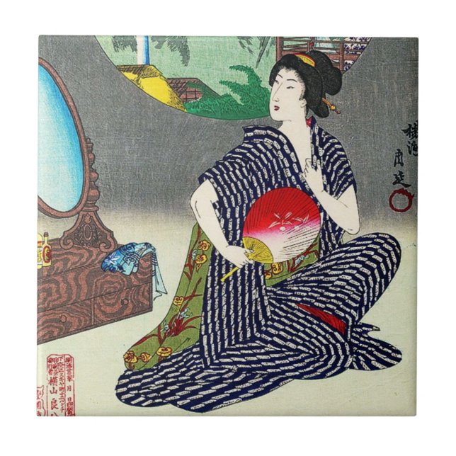 Carreau Art japonais traditionnel frais de geisha de (Devant)