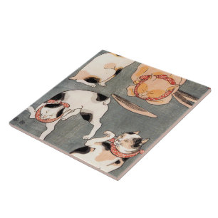 Carreau Art japonais vintage de chat