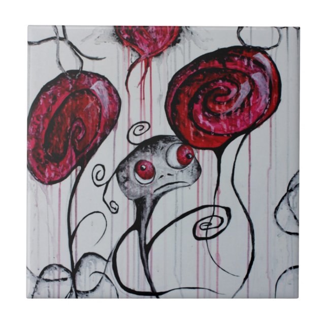 Carreau Art lunatique d'horreur de Goth de créature (Devant)